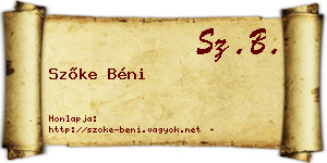 Szőke Béni névjegykártya